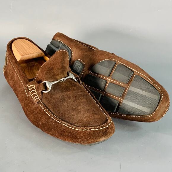 TO BOOT NY Size 10.5 Brown Silver Suede Horsebit Slip On Drivers Loafers main image 6